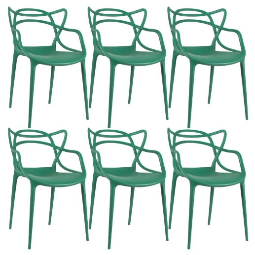 Produto Kit 6 Cadeiras de jantar Master Allegra Design Moderno em Polipropileno - Verde escuro