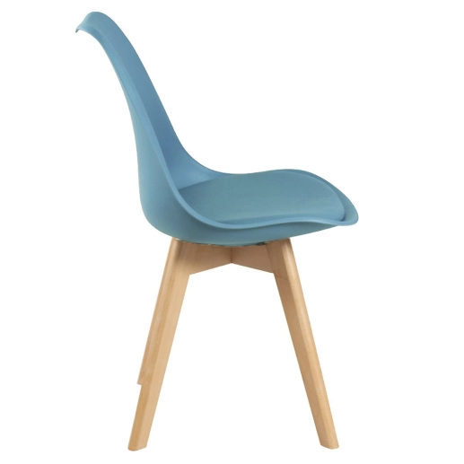 Produto Kit 6 cadeiras de jantar Leda com assento estofado e design moderno – Azul-petróleo