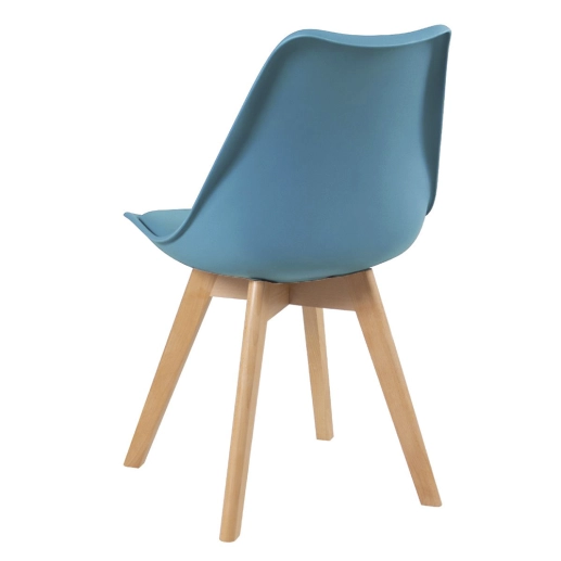 Produto Kit 6 cadeiras de jantar Leda com assento estofado e design moderno – Azul-petróleo