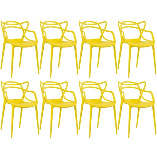 Produto Kit 8 Cadeiras de jantar Master Allegra Design Moderno em Polipropileno - Amarelo