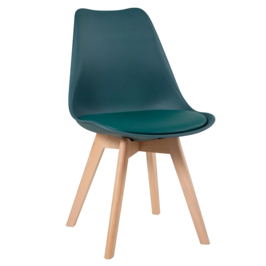 Produto Kit 5 Cadeiras de jantar Leda com assento estofado e design moderno - Verde escuro