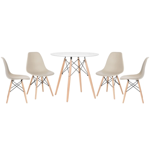 Produto Kit - Mesa Eames 80 cm branco + 4 cadeiras Eames Eiffel DSW nude