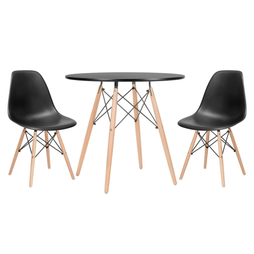 Produto Kit - Mesa Eames 80 cm preto + 2 cadeiras Eames Eiffel DSW preto