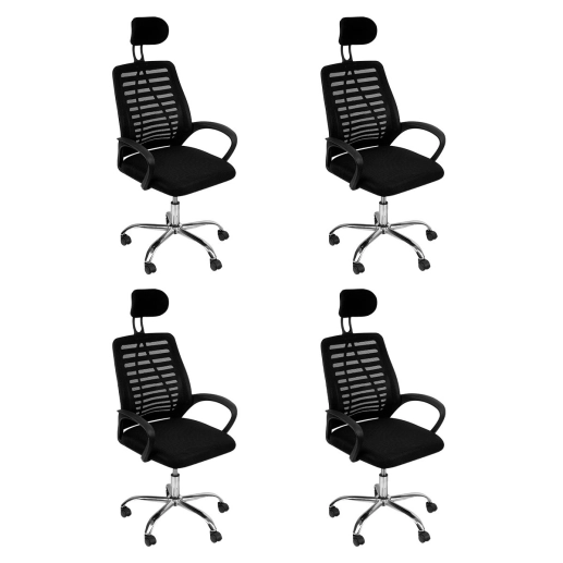 Produto Kit 4 Cadeiras Alta Viena para escritório com rodízios – Preto