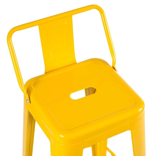 Banqueta alta para bancada Iron Tolix com encosto 76 cm - Amarelo Produto Banqueta alta para bancada Iron Tolix com encosto 76 cm - Amarelo