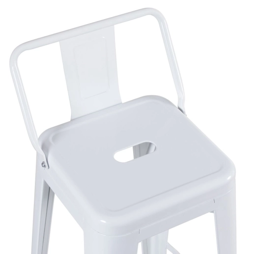 Banqueta alta para bancada Iron Tolix com encosto 76 cm - Branco Produto Banqueta alta para bancada Iron Tolix com encosto 76 cm - Branco