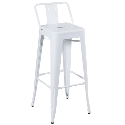 Banqueta alta para bancada Iron Tolix com encosto 76 cm - Branco Produto Banqueta alta para bancada Iron Tolix com encosto 76 cm - Branco