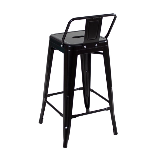 Produto Banqueta média para bancada Iron Tolix com encosto 66 cm - Preto