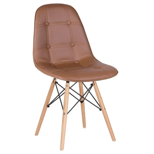 Produto Cadeira de jantar Charles Eames Eiffel Botonê Estofada - Marrom