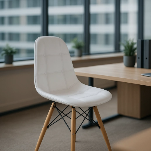 Produto Cadeira de jantar Charles Eames Eiffel Botonê Estofada - Branco