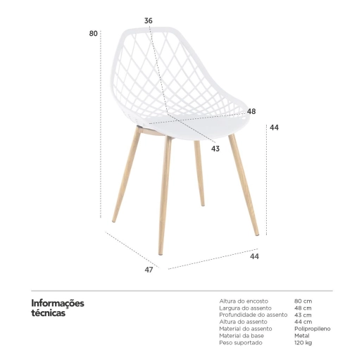 Produto Cadeira de jantar Clarice Cloe com design contemporâneo - Branco