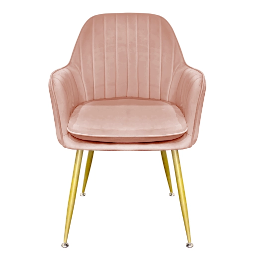 Produto Cadeira Poltrona Lines com pés dourados Suede para sala de jantar - Rosa