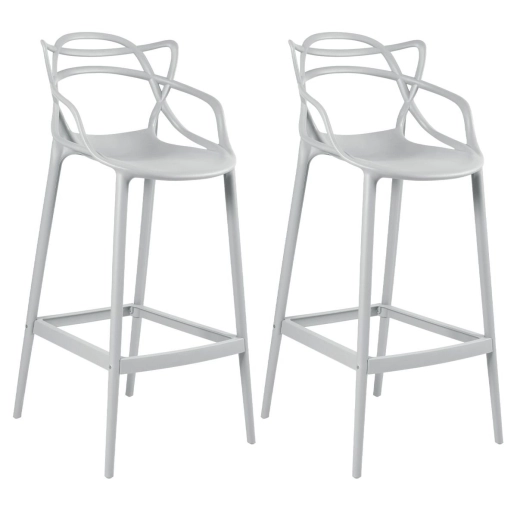 Produto Kit 2 Banquetas alta para bancada Master Allegra em Polipropileno 78 cm - Cinza claro