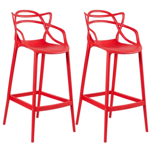 Kit 2 Banquetas alta para bancada Master Allegra em Polipropileno 78 cm - Vermelho Produto Kit 2 Banquetas alta para bancada Master Allegra em Polipropileno 78 cm - Vermelho