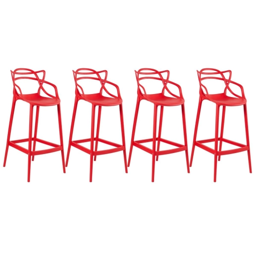 Produto Kit 4 Banquetas alta para bancada Master Allegra em Polipropileno 78 cm - Vermelho