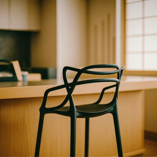 Produto Kit 6 Banquetas alta para bancada Master Allegra em Polipropileno 76 cm - Preto