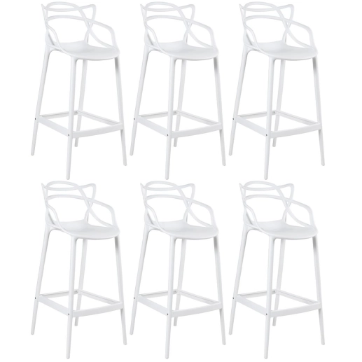 Produto Kit 6 Banquetas alta para bancada Master Allegra em Polipropileno 78 cm - Branco