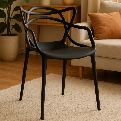 Produto Kit 10 Cadeiras de jantar Master Allegra Design Moderno em Polipropileno - Preto