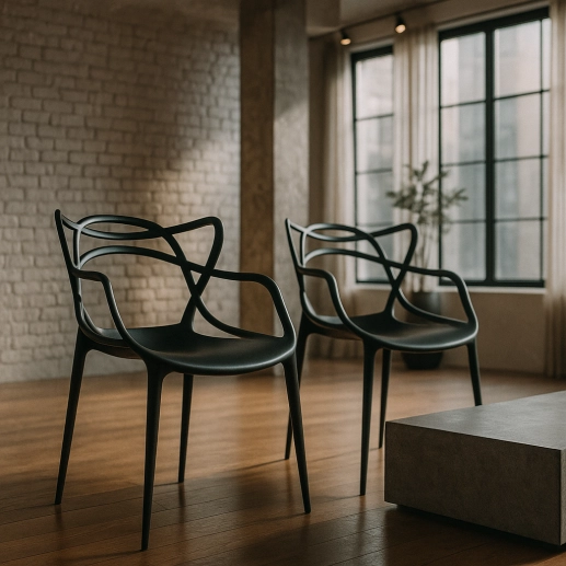 Produto Kit 10 Cadeiras de jantar Master Allegra Design Moderno em Polipropileno - Preto