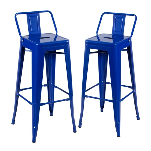 Produto Kit 2 banquetas altas para bancada Iron Tolix com encosto 76 cm – Azul escuro