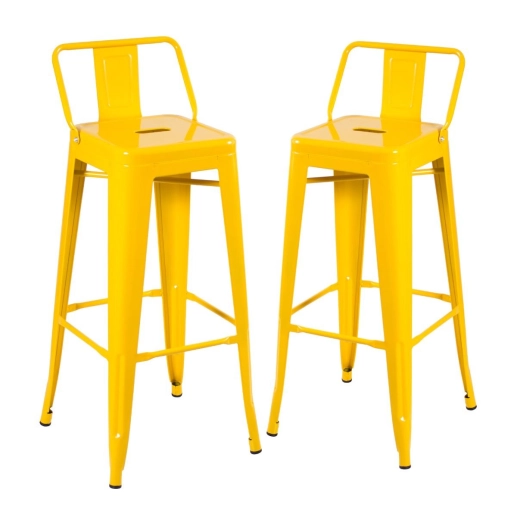 Kit 2 banquetas altas para bancada Iron Tolix com encosto 76 cm – Amarelo Produto Kit 2 banquetas altas para bancada Iron Tolix com encosto 76 cm – Amarelo
