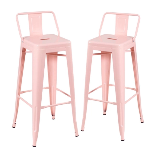 Kit 2 banquetas altas para bancada Iron Tolix com encosto 76 cm – Rosa antigo Produto Kit 2 banquetas altas para bancada Iron Tolix com encosto 76 cm – Rosa antigo