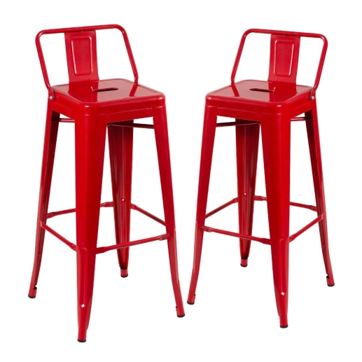 Kit 2 banquetas altas para bancada Iron Tolix com encosto 76 cm – Vermelho Produto Kit 2 banquetas altas para bancada Iron Tolix com encosto 76 cm – Vermelho