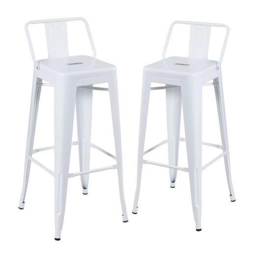 Produto Kit 2 banquetas altas para bancada Iron Tolix com encosto 76 cm – Branco