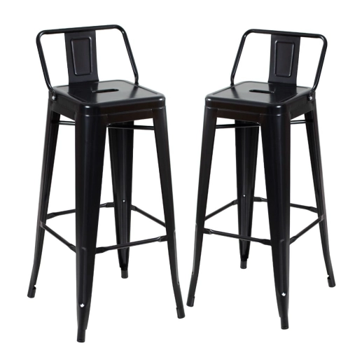 Kit 2 banquetas altas para bancada Iron Tolix com encosto 76 cm – Preto Semibrilho Produto Kit 2 banquetas altas para bancada Iron Tolix com encosto 76 cm – Preto Semibrilho
