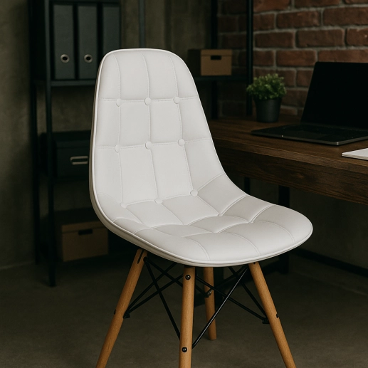 Produto Kit 2 Cadeiras de jantar Charles Eames Eiffel Botonê Estofada - Branco