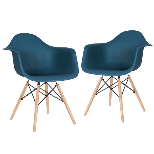 Produto Kit 2 Cadeiras de jantar Charles Eames Eiffel DAW em Polipropileno - Azul petróleo