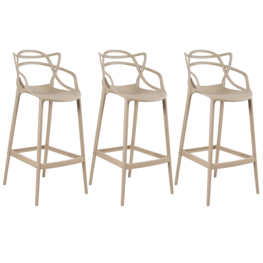 Produto Kit 3 Banquetas alta para bancada Master Allegra em Polipropileno 78 cm - Nude