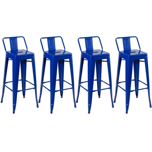 Produto Kit 4 banquetas altas para bancada Iron Tolix com encosto 76 cm – Azul escuro