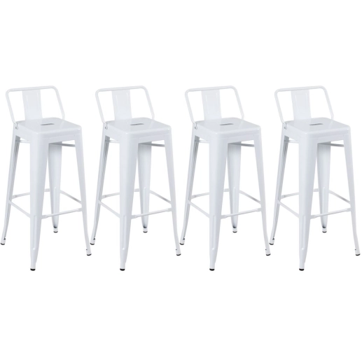 Produto Kit 4 banquetas altas para bancada Iron Tolix com encosto 76 cm – Branco