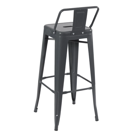 Produto Kit 4 banquetas altas para bancada Iron Tolix com encosto 76 cm – Cinza Escuro