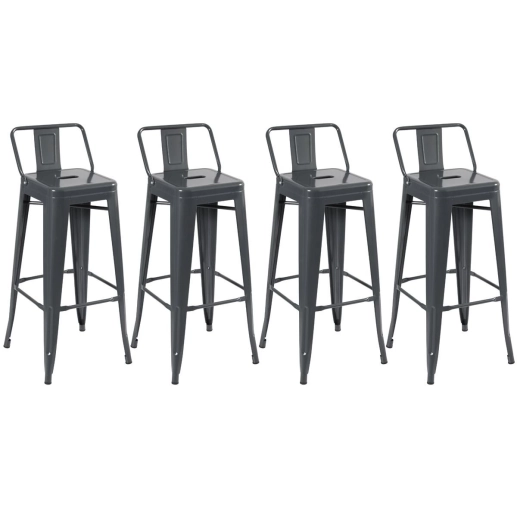Produto Kit 4 banquetas altas para bancada Iron Tolix com encosto 76 cm – Cinza Escuro