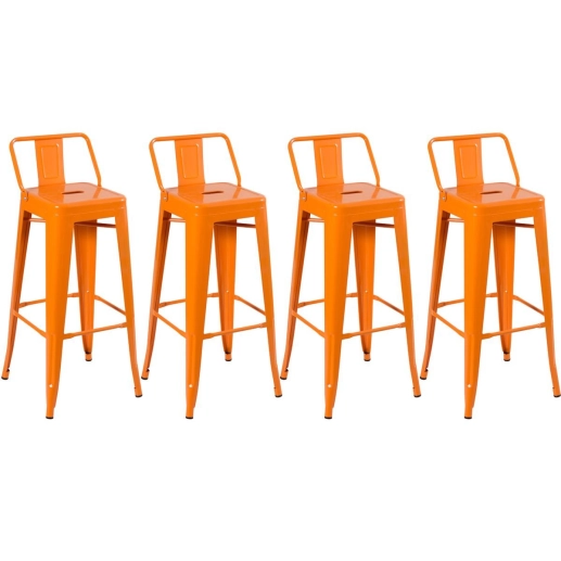 Produto Kit 4 banquetas altas para bancada Iron Tolix com encosto 76 cm – Laranja