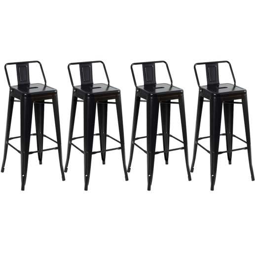 Kit 4 banquetas altas para bancada Iron Tolix com encosto 76 cm – Preto Semibrilho Produto Kit 4 banquetas altas para bancada Iron Tolix com encosto 76 cm – Preto Semibrilho