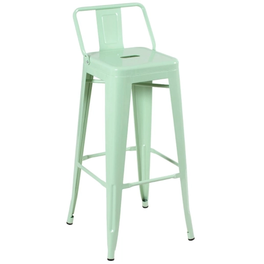 Produto Kit 4 banquetas altas para bancada Iron Tolix com encosto 76 cm – Verde claro