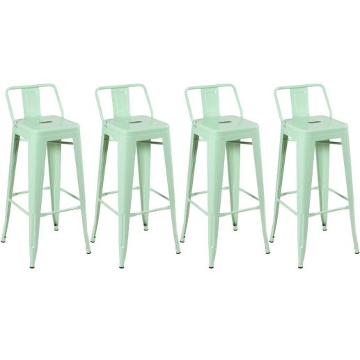 Produto Kit 4 banquetas altas para bancada Iron Tolix com encosto 76 cm – Verde claro