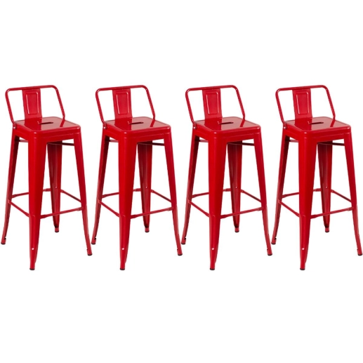 Produto Kit 4 banquetas altas para bancada Iron Tolix com encosto 76 cm – Vermelho