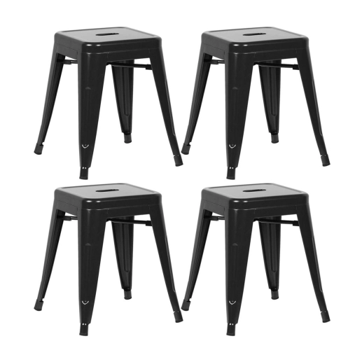 Produto Kit 4 Banquetas baixa para cozinha Iron Tolix 45 cm - Preto