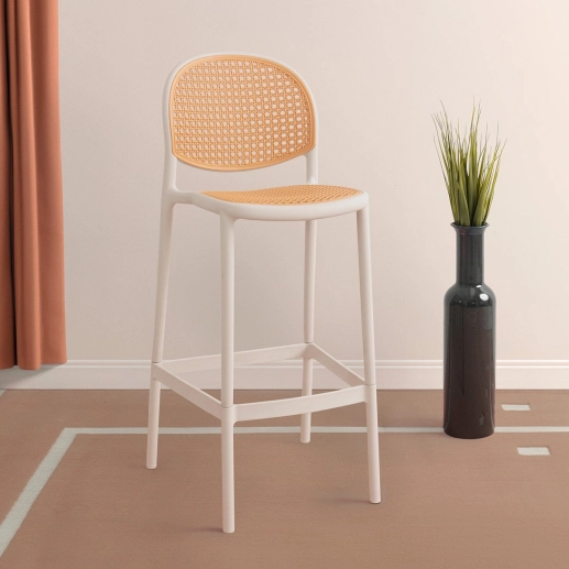 Produto Kit 4 Banquetas alta para bancada Mumbai com assento anatômico 78 cm – Branco