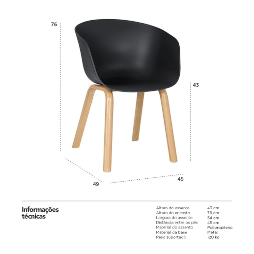 Produto Kit 4 Cadeiras Cassia - Preto