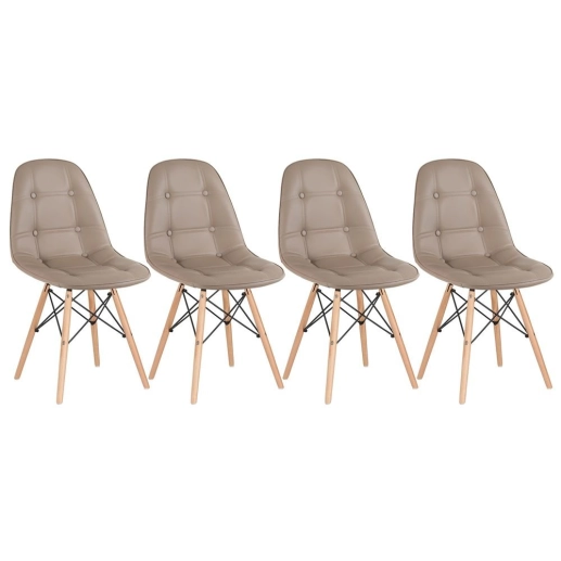 Produto Kit 4 Cadeiras de jantar Charles Eames Eiffel Botonê Estofada - Nude