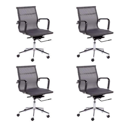 Produto Kit 4 Cadeiras de jantar estofada Charles Eames Eiffel Slim Wood confort – Preto