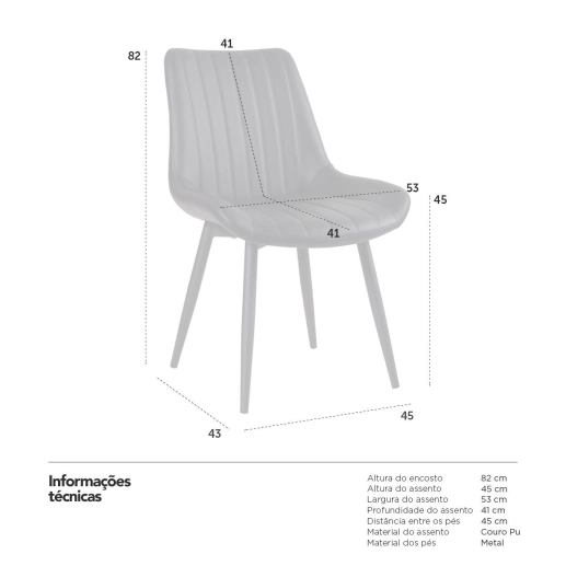 Kit 4 Cadeiras estofada Chicago com design industrial – Preto Produto Kit 4 Cadeiras estofada Chicago com design industrial – Preto