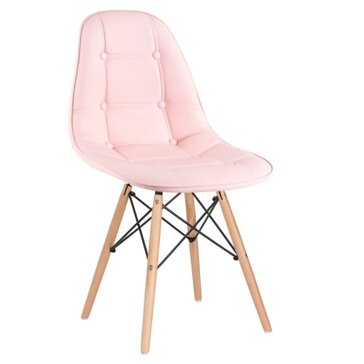 Produto Kit 4 Cadeiras de jantar Charles Eames Eiffel Botonê Estofada - Rosa claro