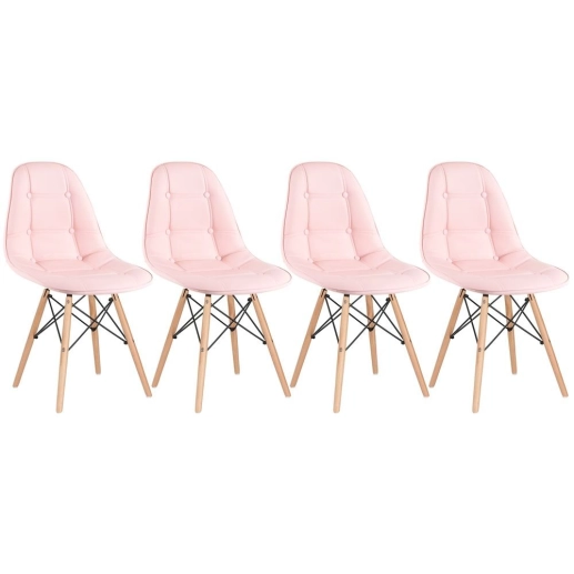 Produto Kit 4 Cadeiras de jantar Charles Eames Eiffel Botonê Estofada - Rosa claro