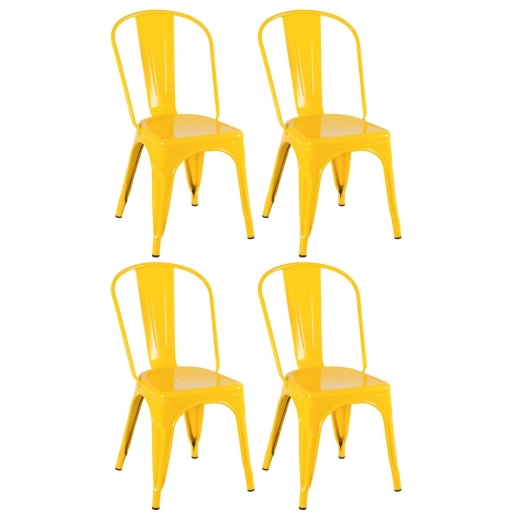 Produto Kit 4 Cadeiras de jantar Iron Tolix com design industrial - Amarelo